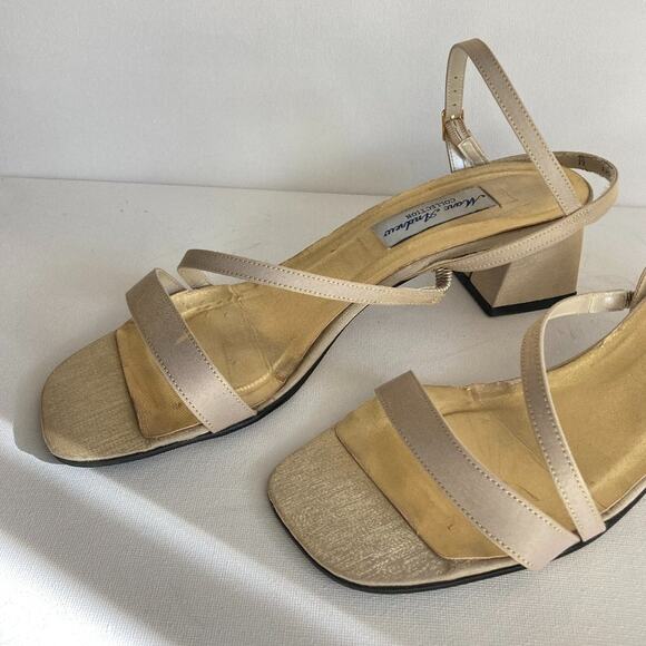 Marc Andrew Strappy Gold Shimmer Dressy Sandals with Chunky Heel Sz 9M - Picture 4 of 9